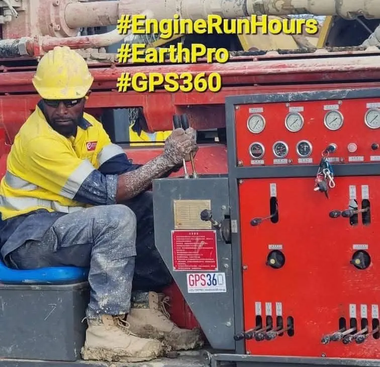 An EarthPro operator at the controls of a drilling machine fitted with a GPS360 tracker